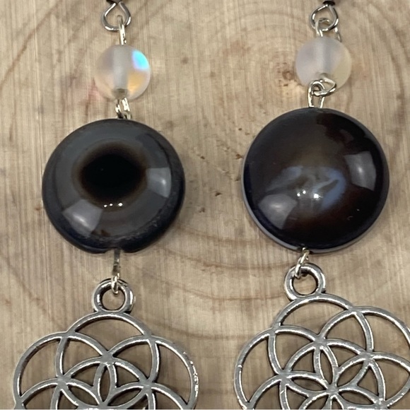 Boho gemstone earrings are handmade by Cosmic Dreamer Creations - Picture 6 of 9